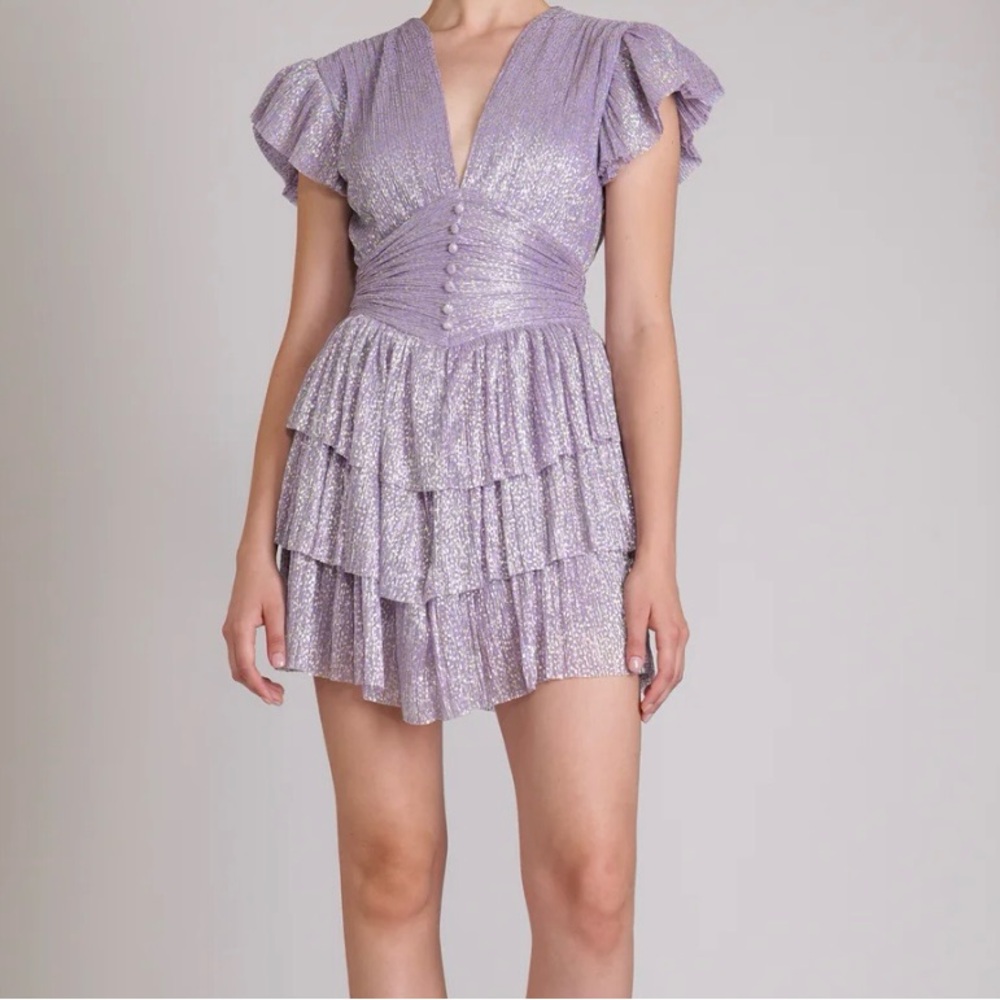 Sabina Musayev Shimmering Devon Lilac Mini Dress